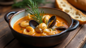 Cremige Deutsche Meeresfrüchte Suppe